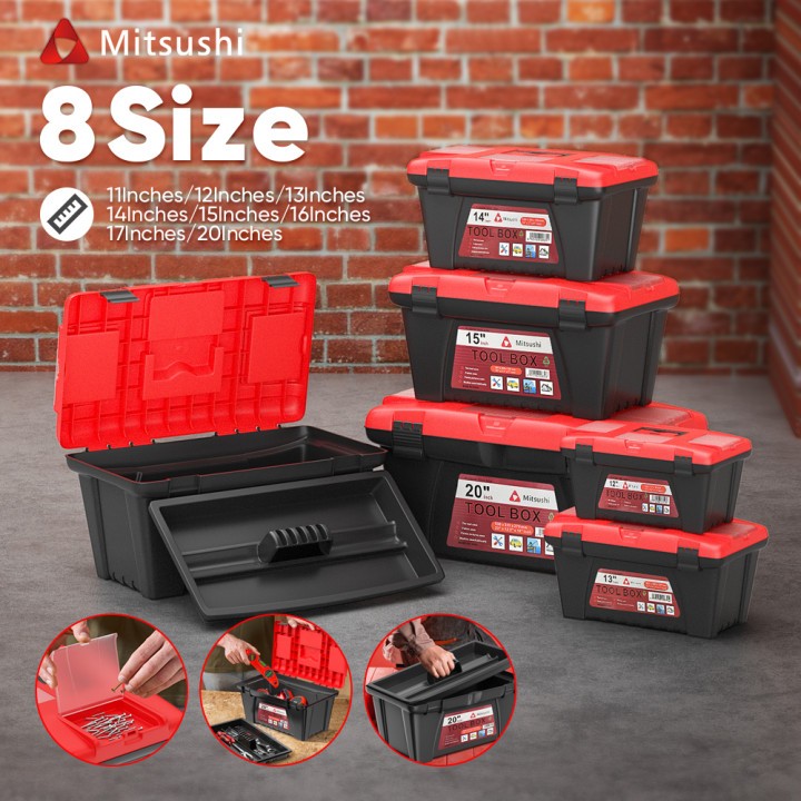 Mitsushi Tool Box Kuat / Kotak Perkakas Ukuran Kecil Sedang Besar 11-20'' Kotak Alat Plastik Multi