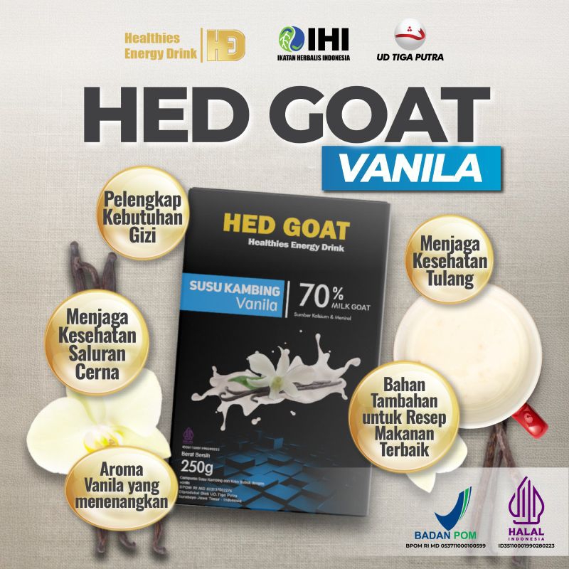 

HED GOAT VANILA 70%Susu Kambing Premium Probiotik (250gr)