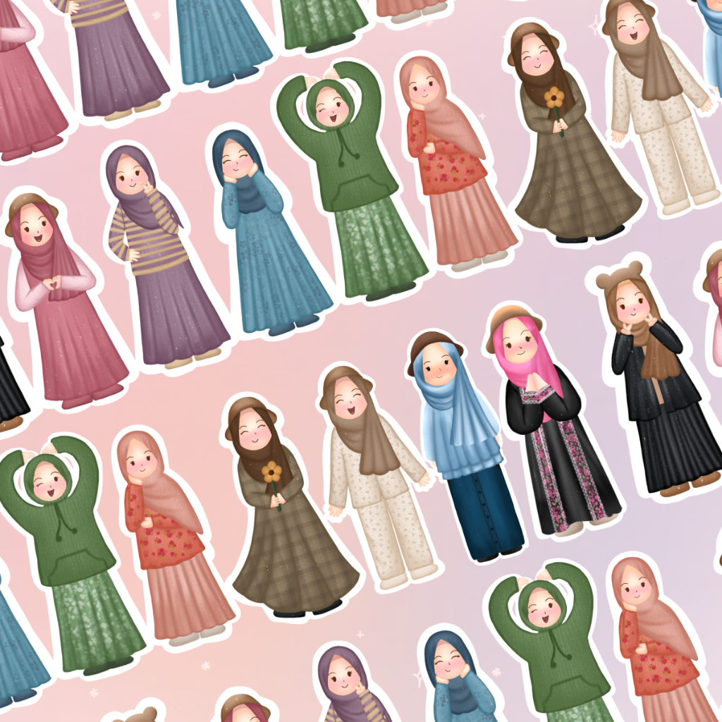 

1 PCS muslimah OOTD Hijab Girls by rensha.art_ | Aesthetic Sticker Estetik Stiker HP Laptop Botol Cute Waterproof Scrapbook Diary Journal Bujo Anti Air