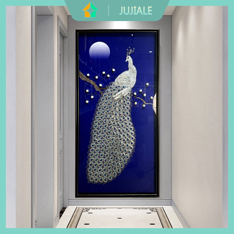 Pajangan kamar tidur Dekorasi hiasan dinding aesthetic Dekorasi koridor Motif merak Ukuran 80x160cm 