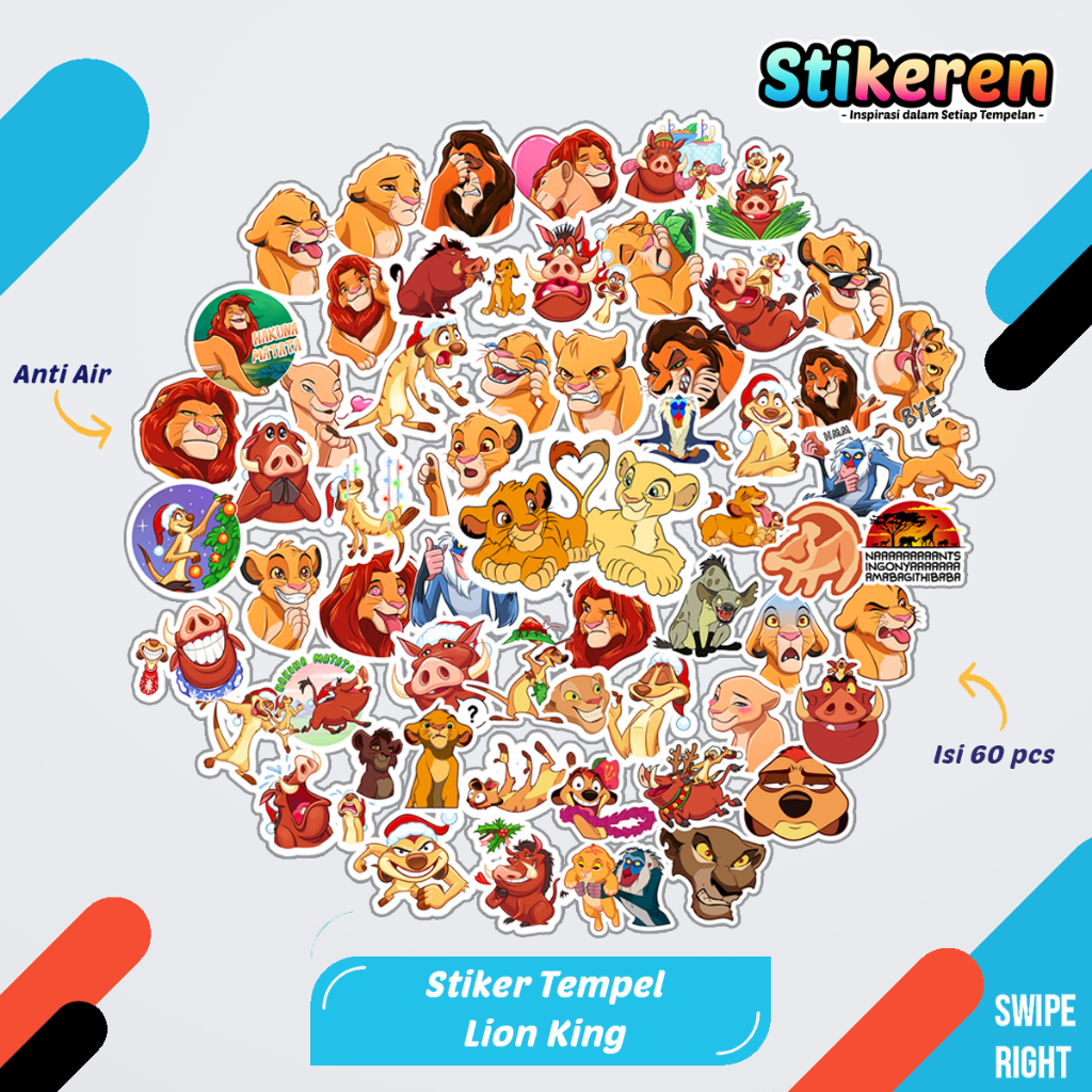 

Stiker Anime Lion King Paper Vinyl Dekorasi Laptop Koper Tumbler Kulkas DIY