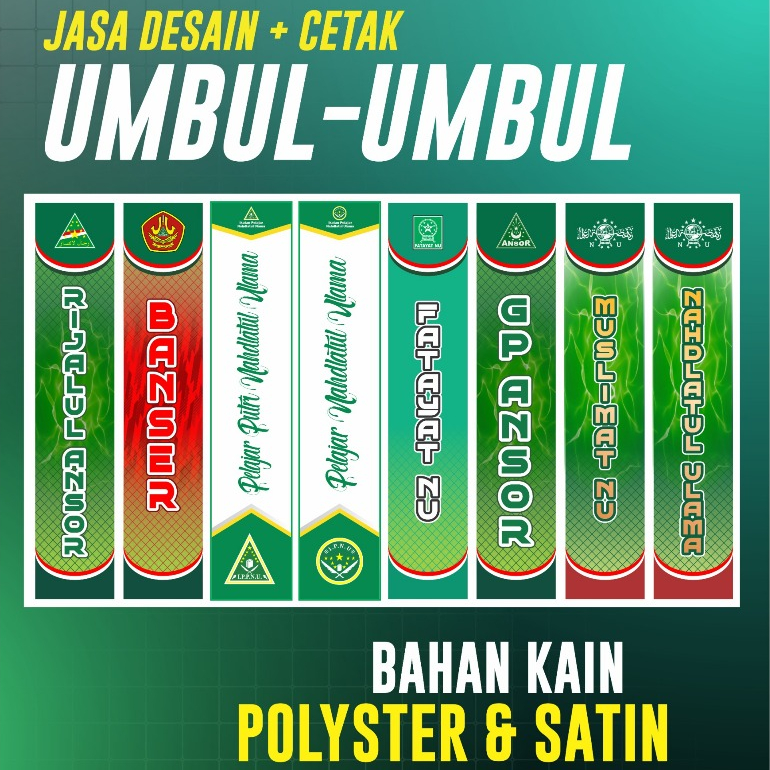 BENDERA BANOM NU UKURAN 300X50 CM BAHAN POLYSTER