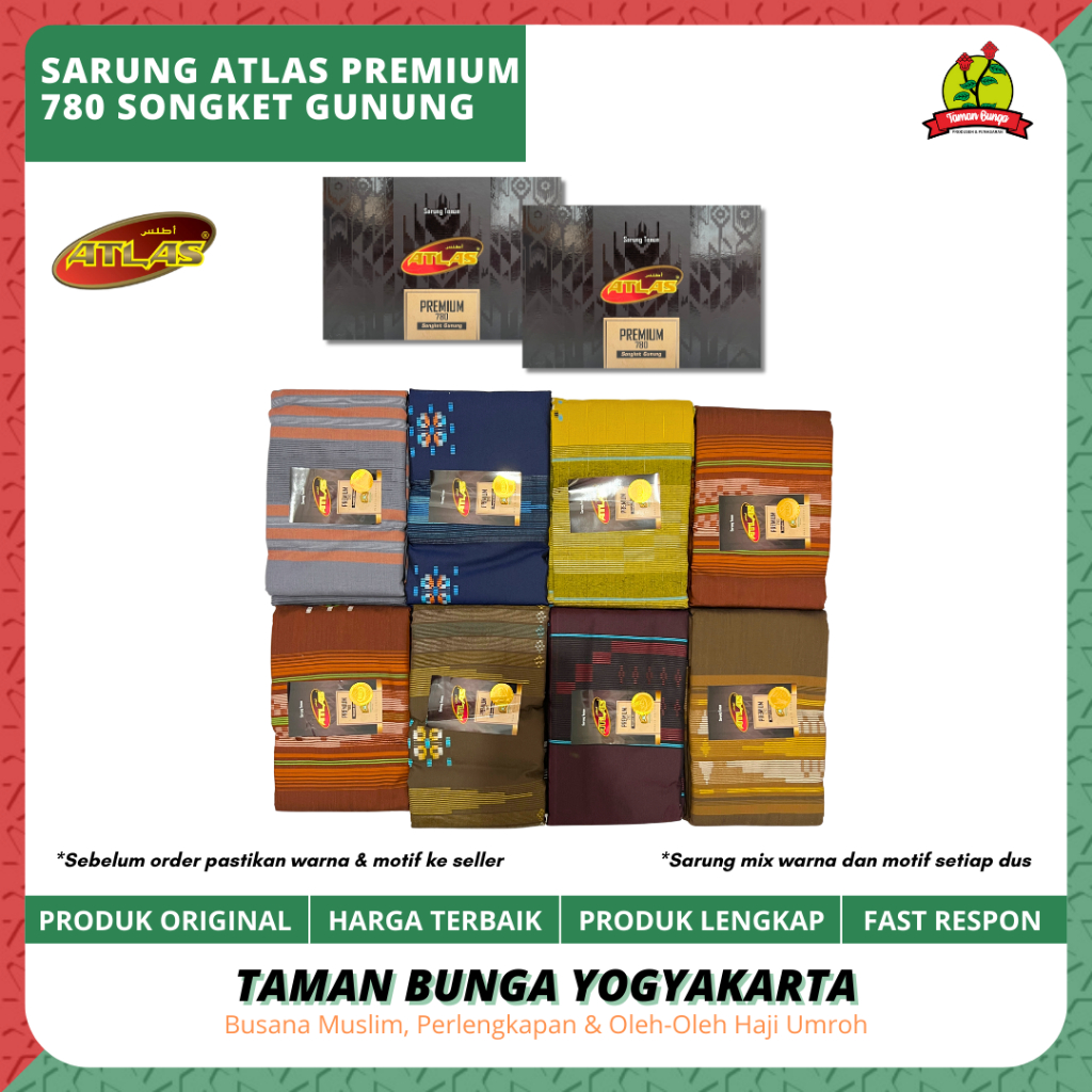 SARUNG ATLAS PREMIUM 780 SONGKET GUNUNG / SARUNG ATLAS GROSIR