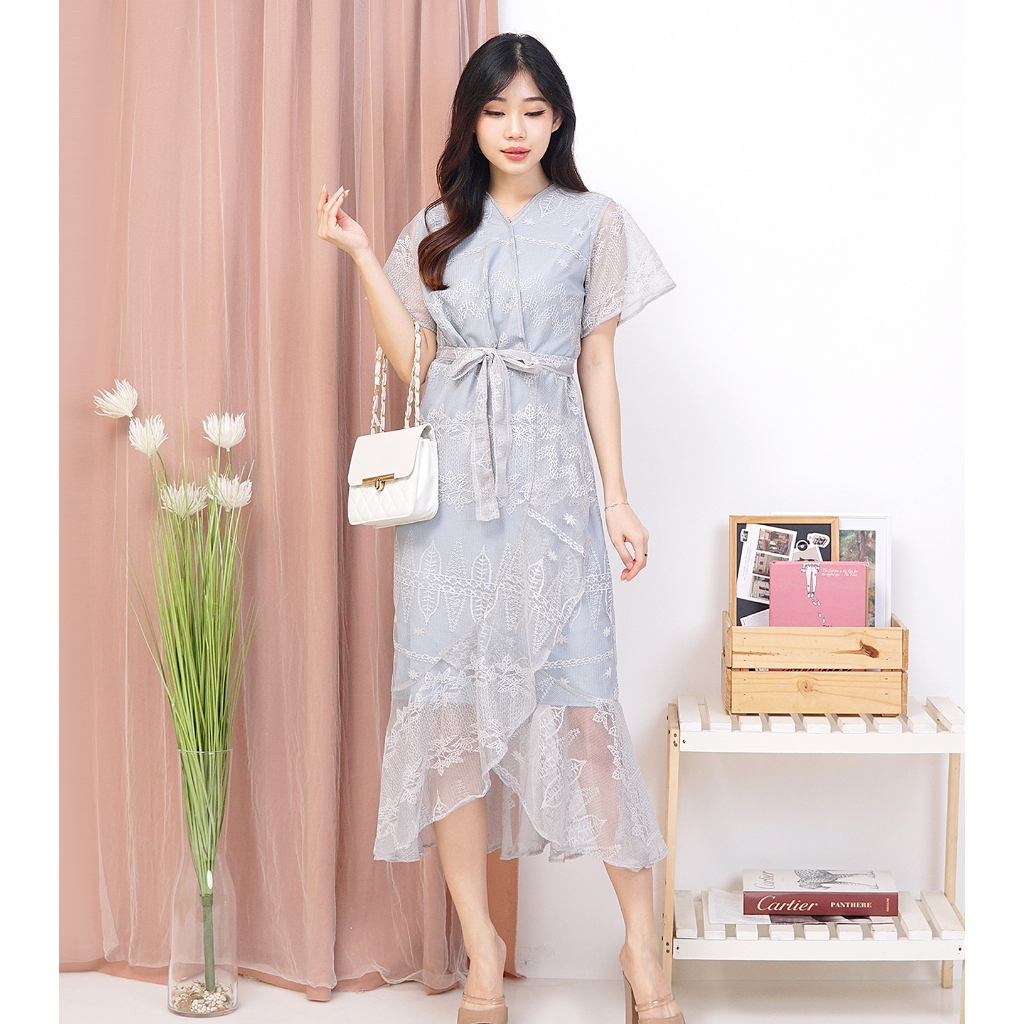 Ken-089 Dress Pesta model kimono full brokat / Gaun Formal Natal