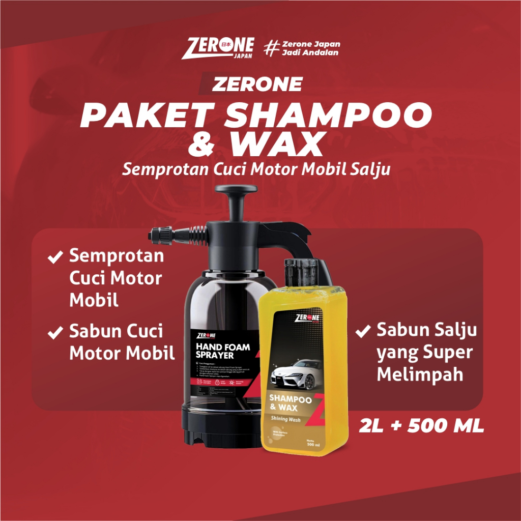 Zerone Japan Paket Lengkap Shampoo Semprotan Cuci Mobil Motor