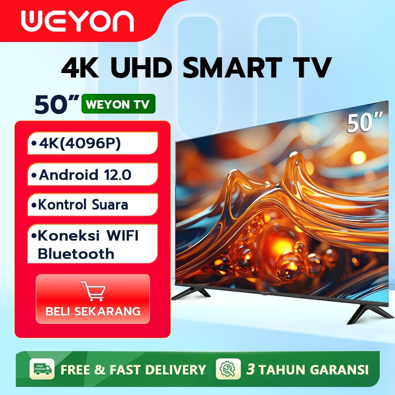 Weyon TV Smart Android 55 inch Murah Promo 50/55/55 Inch Smart TV 4K UHD -Dolby Audio -Bluetooth Con