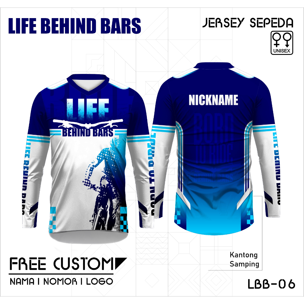 Jersey sepeda baju gowes life behind bars kantong samping lengan panjang