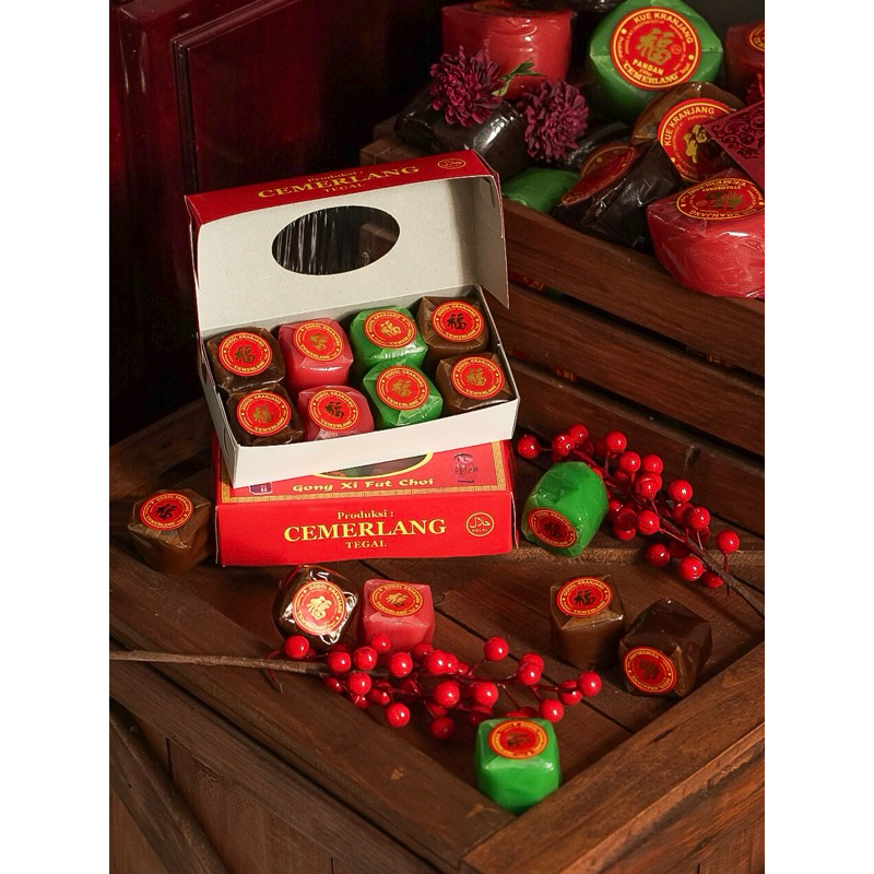 

Kue Keranjang Cemerlang Box Isi 8 Mini 4 Rasa (Nian Gao Imlek Kue Dodol Halal)