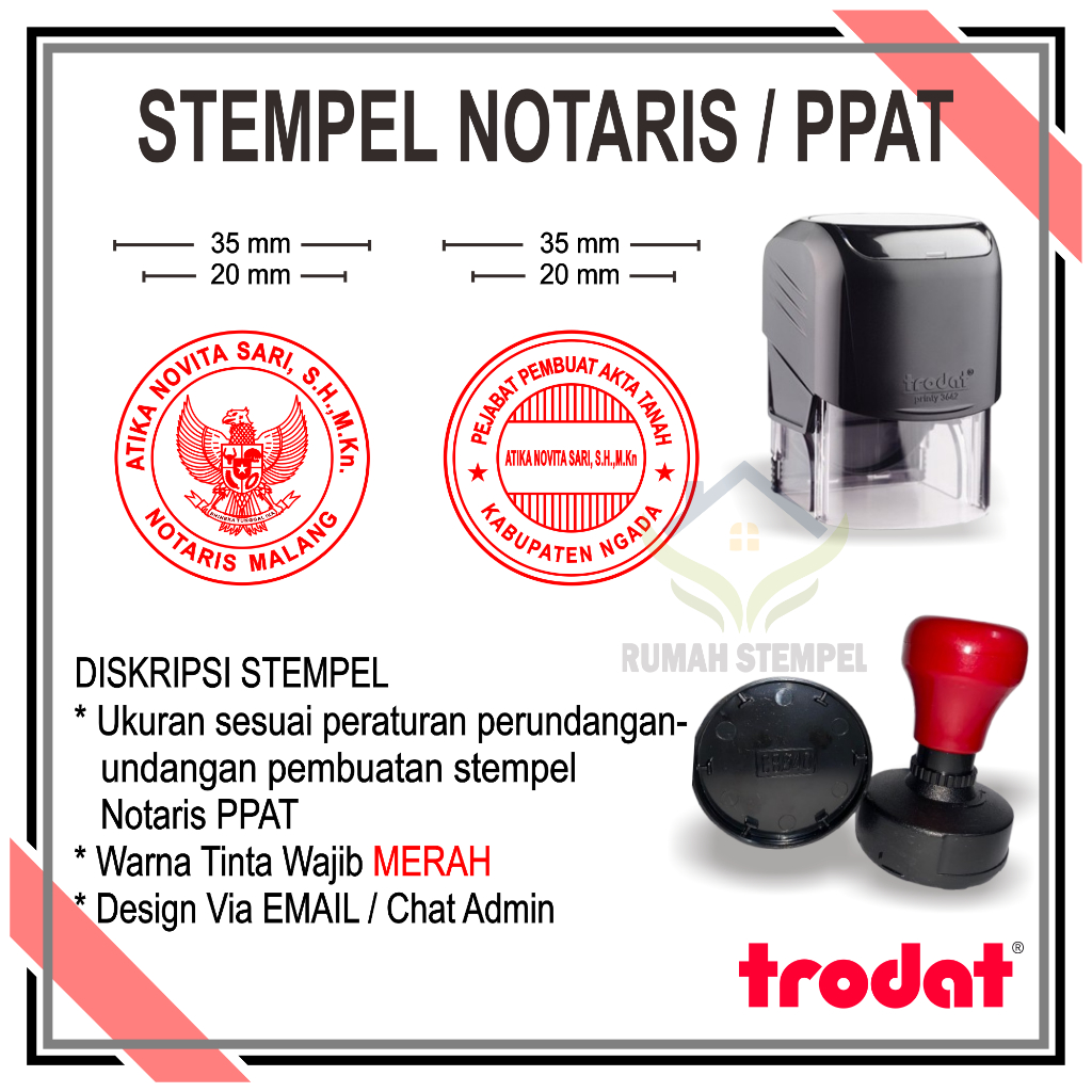

Stempel Notaris / PPAT, ORIGINAL TRODAT & Flash Stamp TERMURAH