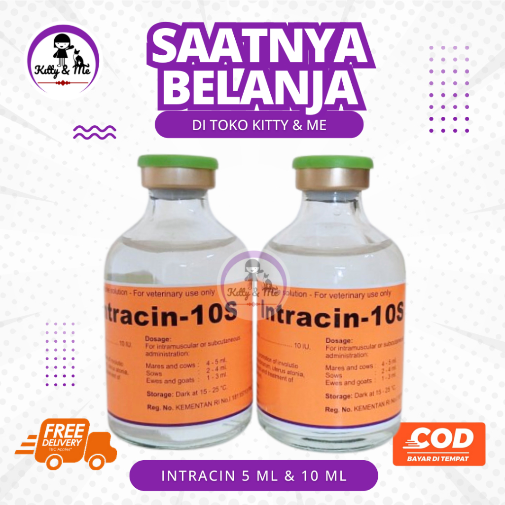 INTRACIN 5 ML DAN 10 ML - Intracin 10s Pelancar Kelahiran Hewan Kelinci Anjing Kucing Kambing