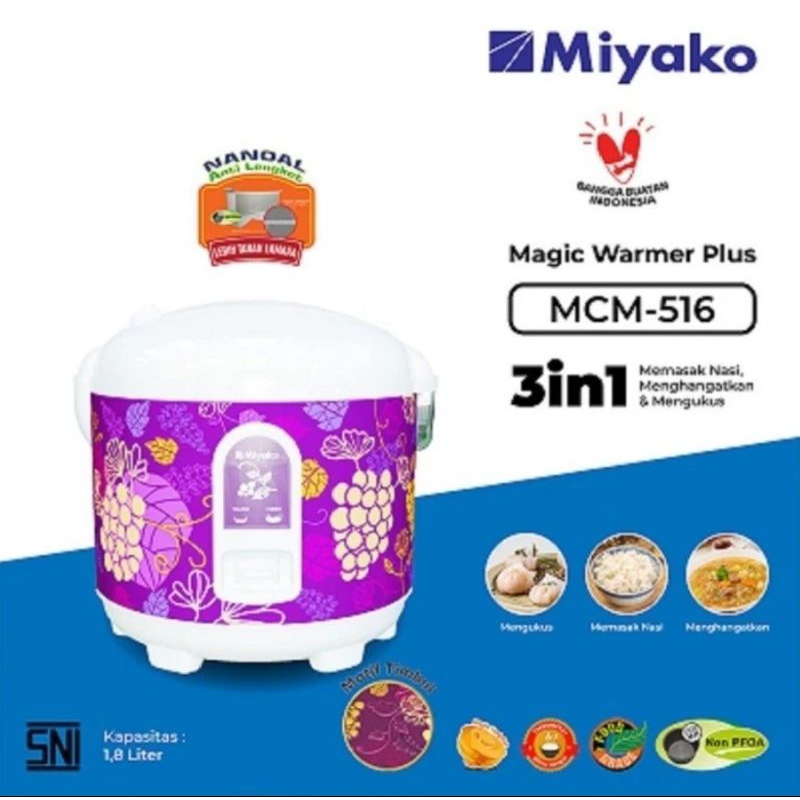 Magic Com Miyako MCM-516 1.8 liter / Rice Cooker Miyako MCM 516 3in1