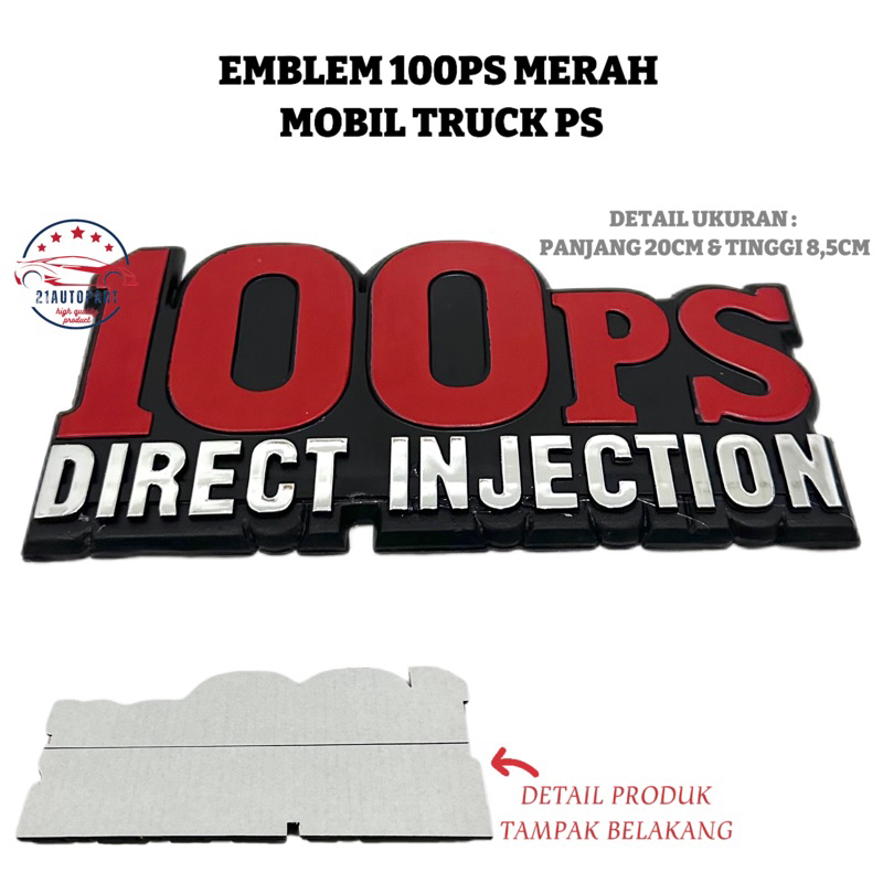 Emblem 100PS Merah Mobil Truck PS