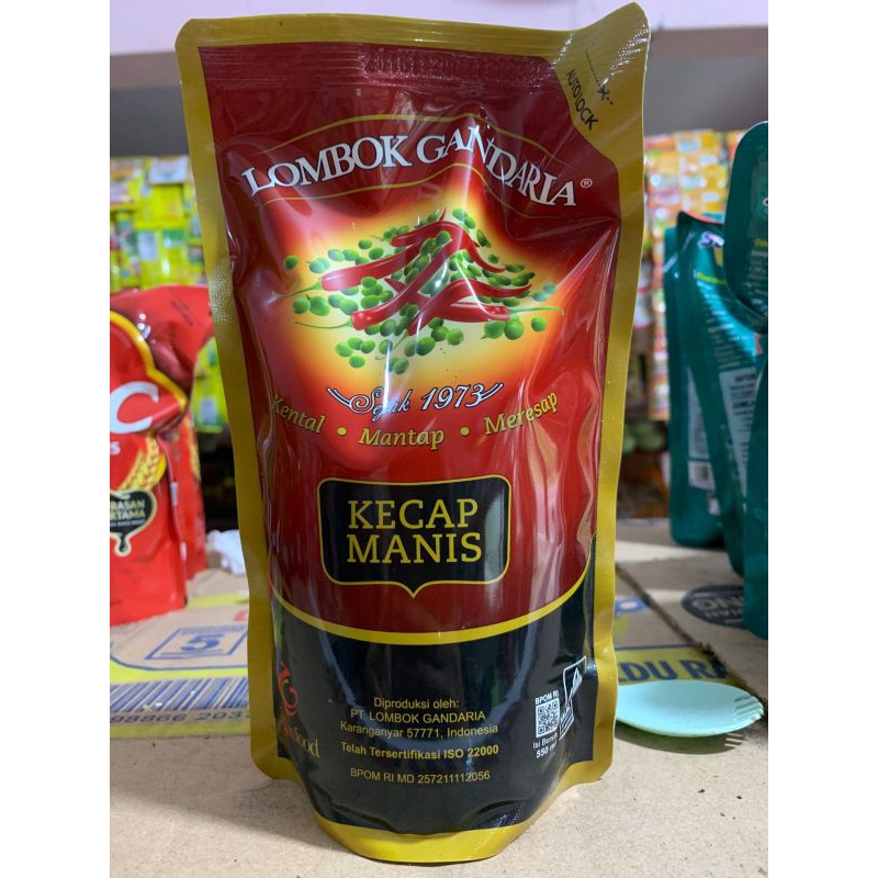

Kecap manis Lombok Gandaria 550ml Kecap Lombok Gandaria kemasan pouch 550ml