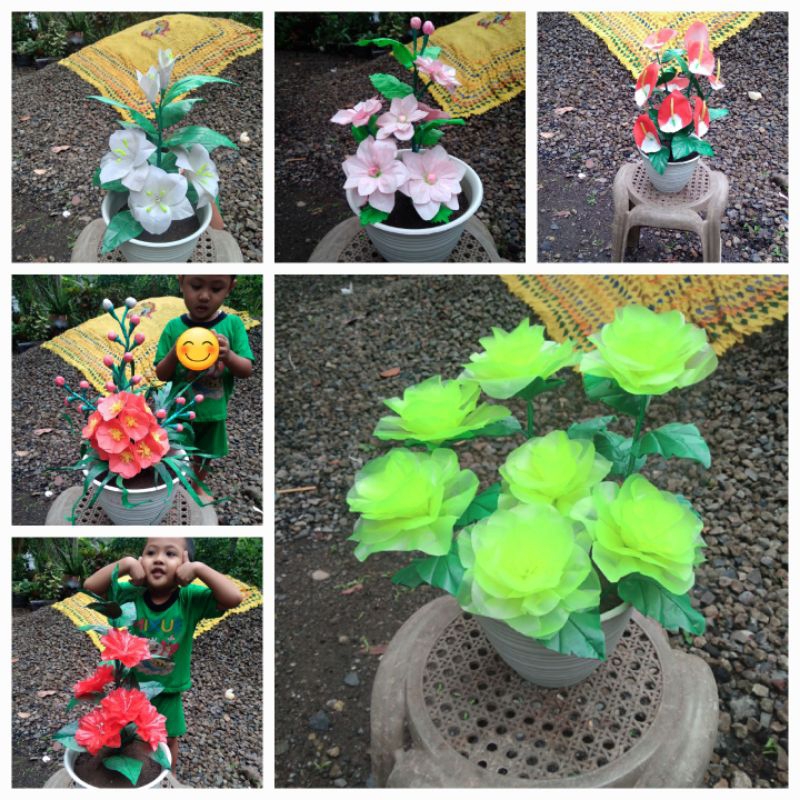 bunga dari plastik kresek kerajinan tangan