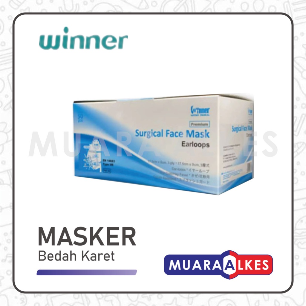 Masker Medis Tali Winner | Masker Bedah Tie On | Surgical Face Mask - Muara Alkes