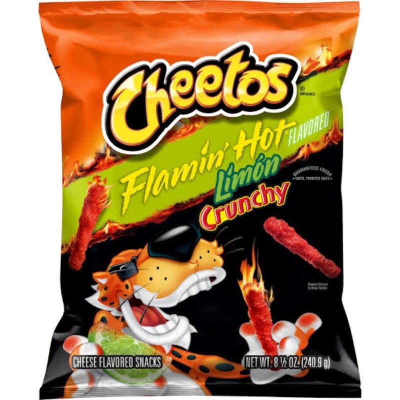 

[BIG SIZE] Cheetos Crunchy Flamin Hot Limon 8 OZ - Cheese Snack USA