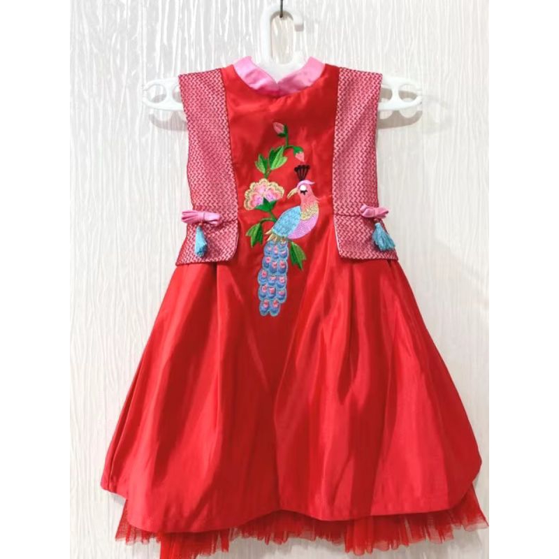 Gaun Anak Merah Cheongsam - Gaun Merah Anak Balloon