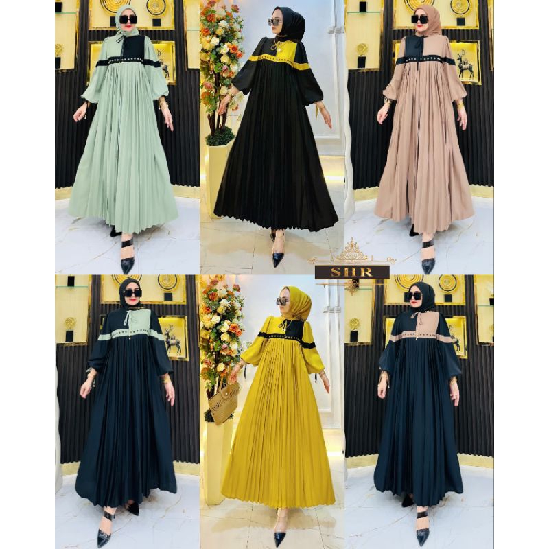 midi dress polosan kombinasi ori SHR