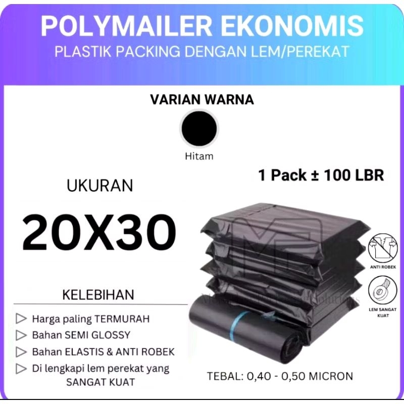 

Plastik peking ukuran 20x30 polymailer ekonomis isi 100 lembar