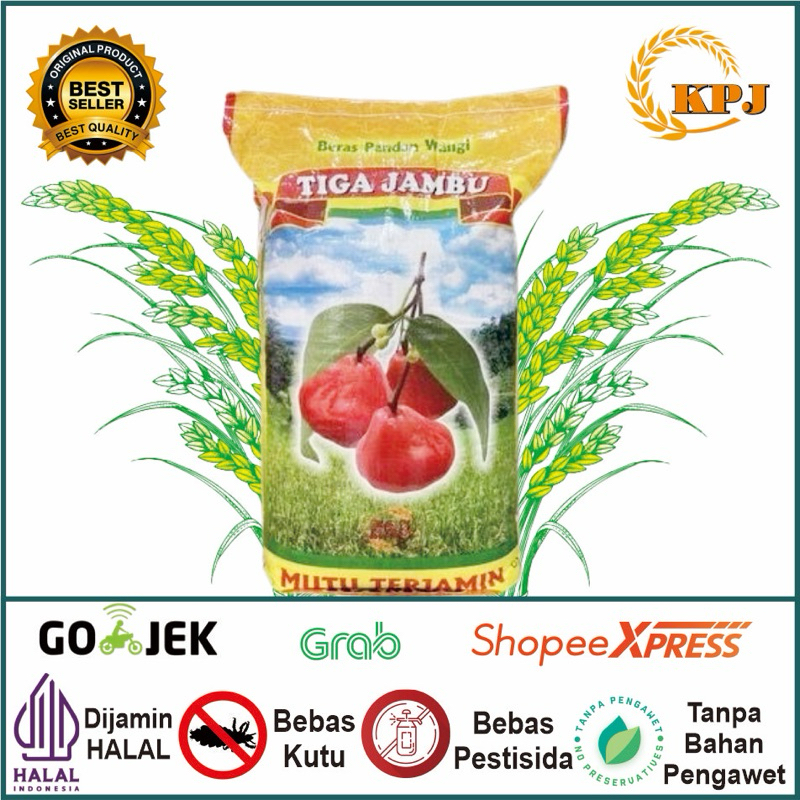 

beras wangi pandan cap tiga jambu 20kg 10kg 5kg