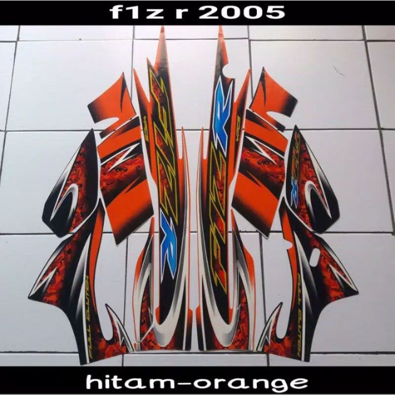 striping stiker list body Yamaha F1ZR Oren hitam THN 2005