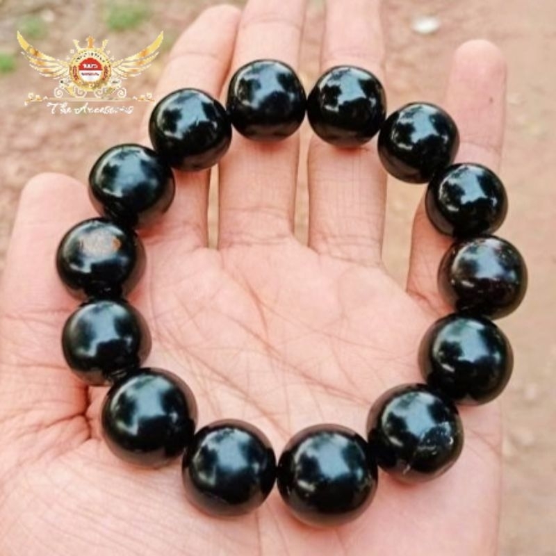 Gelang Yuser Akar Bahar Tali Arus Hitam Asli Dim 16mm Berkualitas Original 100%