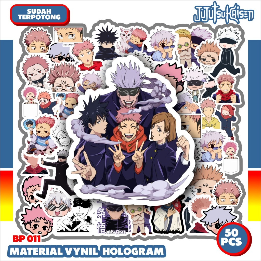 

50 Pcs Stiker Pack Sudah cutting Motif Anime Jujutsu Kaisen Anti Air Untuk Dekorasi Koper Sepeda Skateboard Handphone Tumbler Laptop Case hp Motor JUJUTSU part II BP 0002
