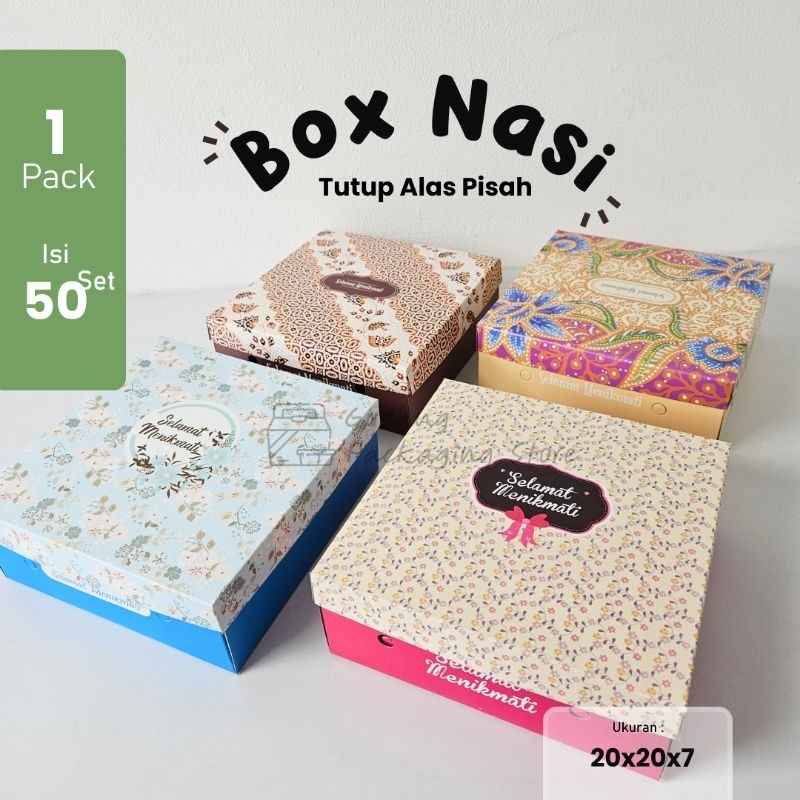 R10/50 pcs / 20x20 / Box Nasi / Dus Nasi / Dus Hajatan / Box Nasi Tutup Alas Pisah TAP