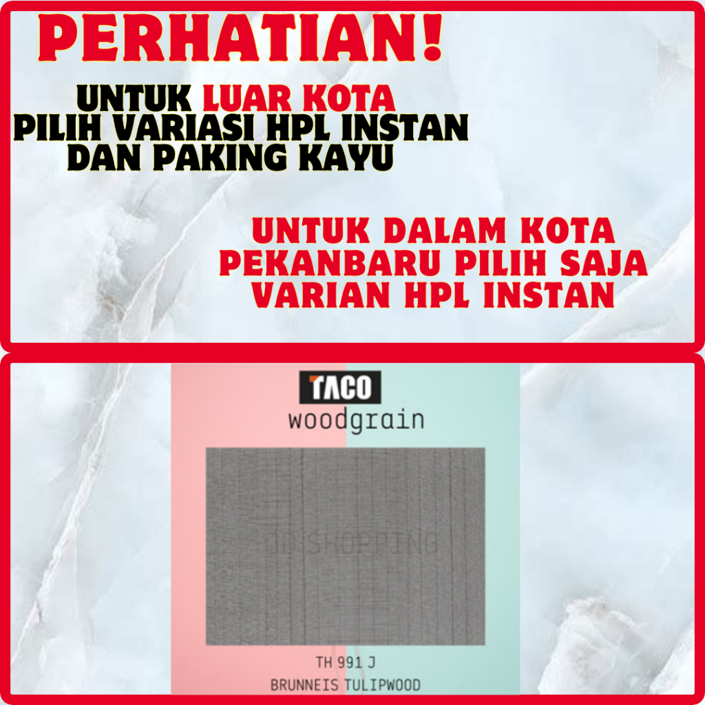 (LUAR KOTA WAJIB PALLET KAYU) HPL TACO WOODGRAIN TH 991 J Brunneis Tulipwood