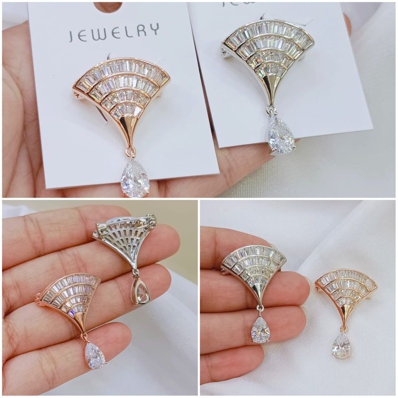 Bros Jilbab Peniti kipas Juntai Diamond zircon
