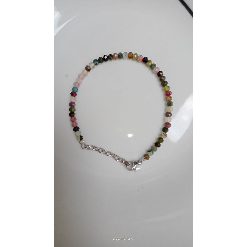 gelang turmalin roundel facet pengait titanium