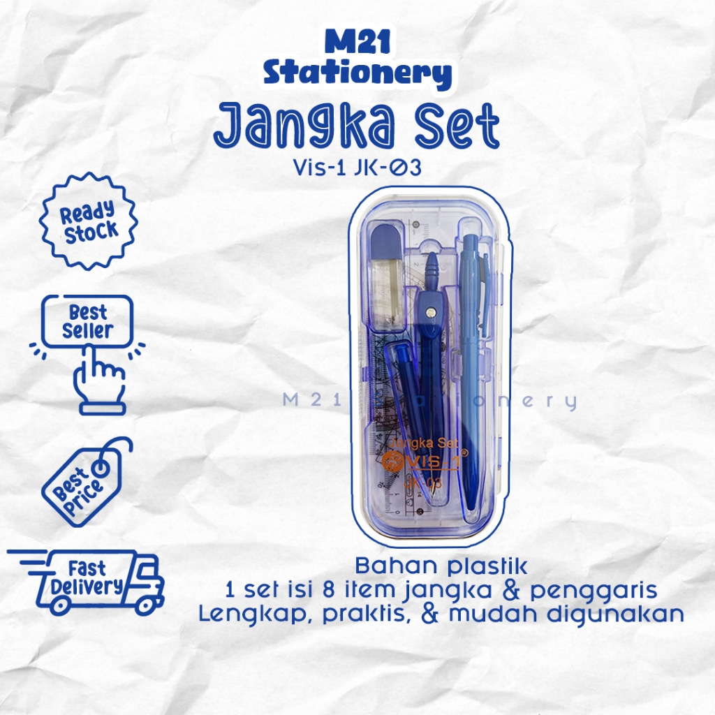 

JANGKA SET VIS-1 JK-03 / 1 set vis1 jk03 jangka penggaris math set bahan plastik warna pastel mekanik pensil kayu rautan jangka compass matematika alat tulis sekolah atk kantor kuliah stationery lengkap murah / m21 stationery jogja