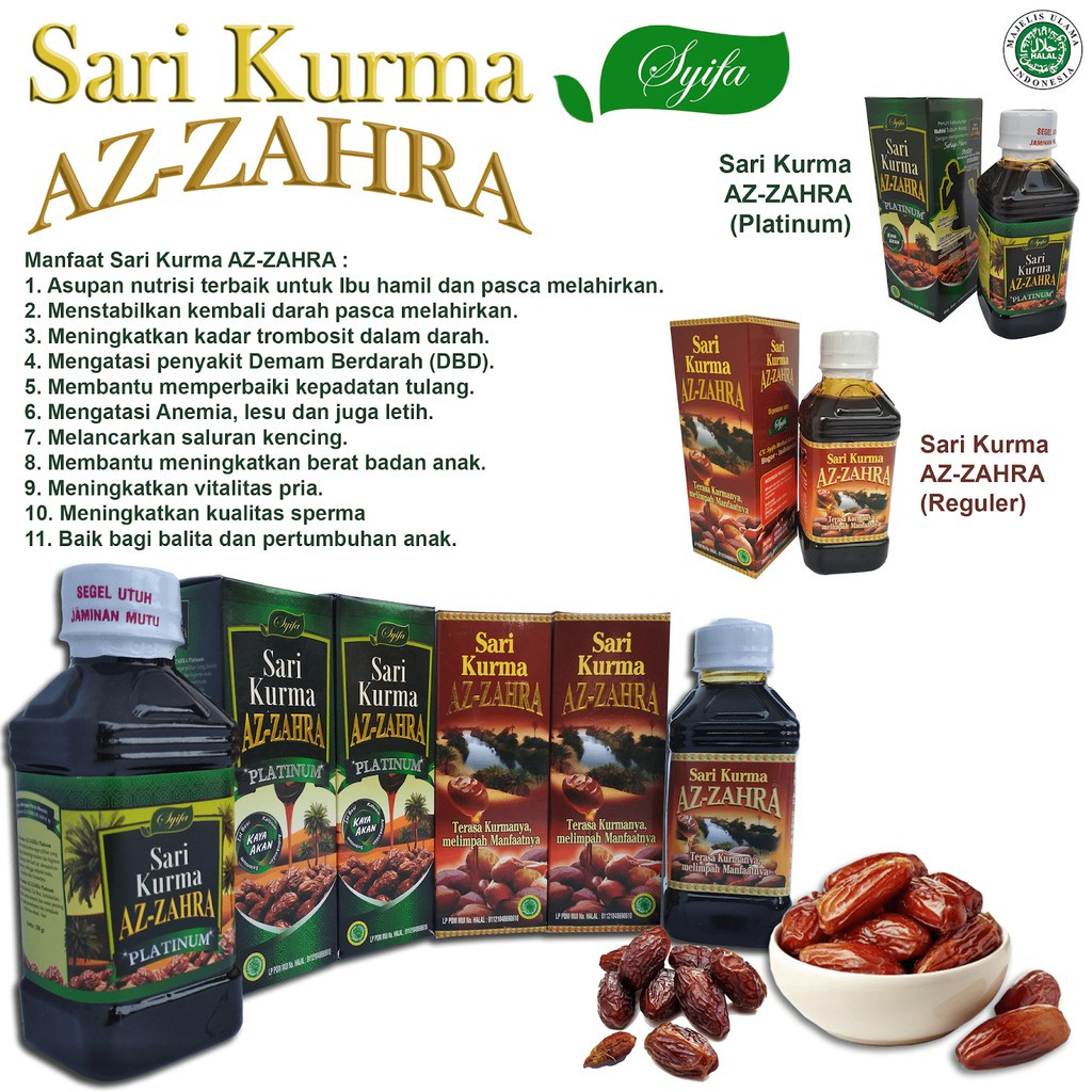 

Sari Kurma Az-Zahra Platinum Original - Sari Buah Kurma Asli Az Zahra Syifa Regule