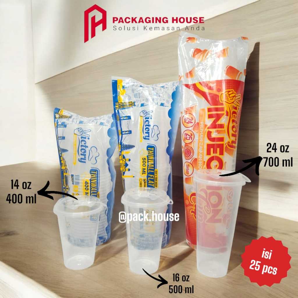 [25 PCS] CUP INJECTION + LID l CUP INJECTION VICTORY l CUP 14 OZ 16 OZ 24 OZ