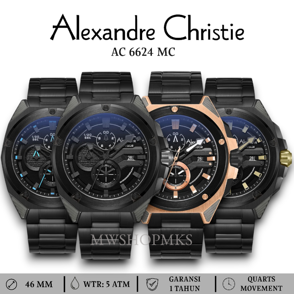 Jam Pria Alexandre Christie AC6624 AC 6624 Stainless Original Garansi Resmi Alexander Christie Free 