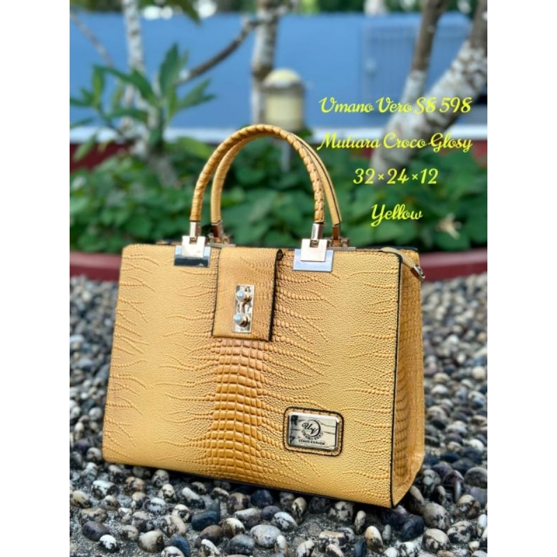 Tas Umano Vero Mutiara Croco Glosy 8598 Ada Tali Panjang Tas Pesta Tas Kekinian Tas Kondangan Tas  m