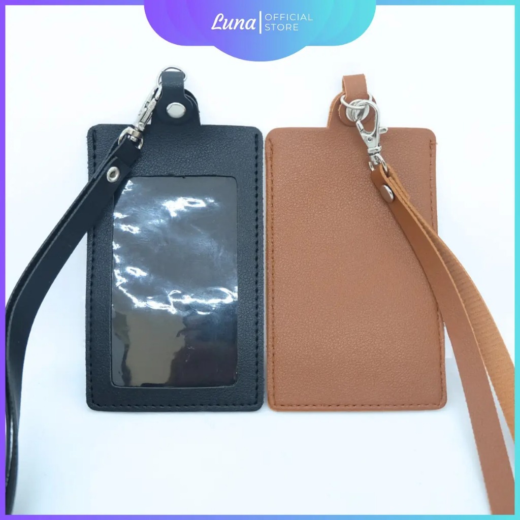 

ID Card Holder Lanyard Kulit Simple Nametag Simple Murah Satu Sisi