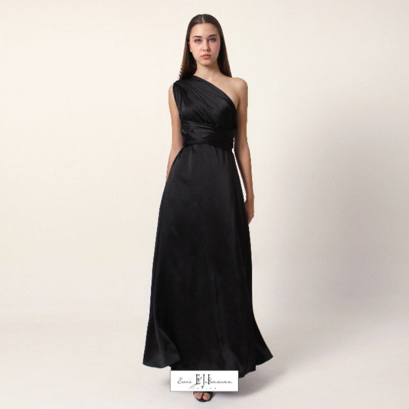 OLIVE LONG DRESS SATIN ELEGANT