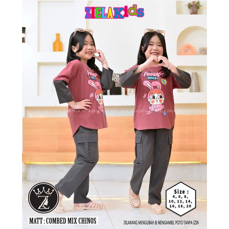 setelan ziela/setelan anak murah/setelan ziela kids/baju anak murah/setelan ziela mix chinos