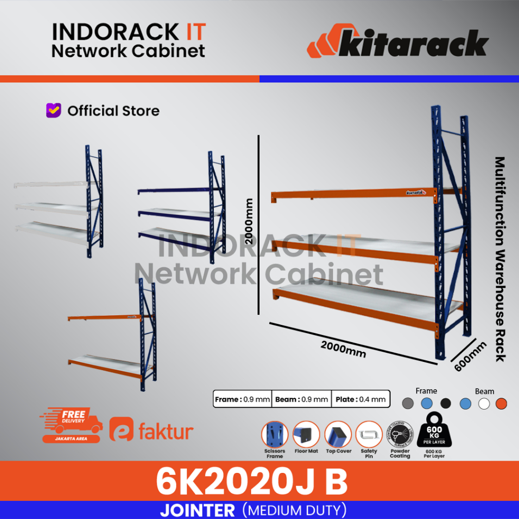 Rak Gudang Serba Guna Rak Besi 10K Rak Multifungsi 3m Jointer P 200 B