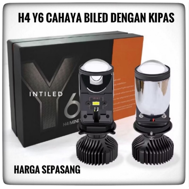 2Pcs Led H4 Y6 Mini Projector Cahaya Biled Dengan Kipas Pendingin