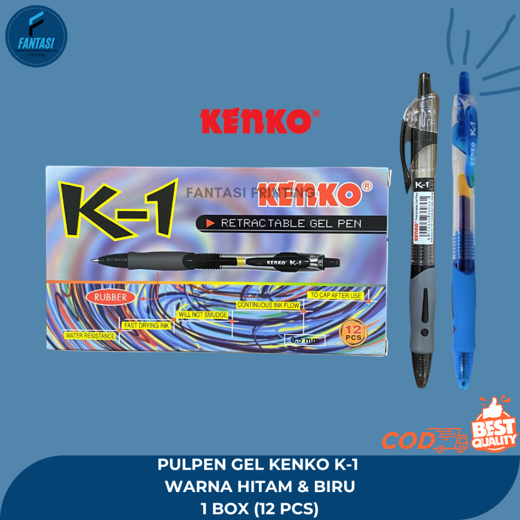 

Pulpen Gel Kenko K-1 0,5mm Warna Hitam & Biru 1 BOX (12 PCS)