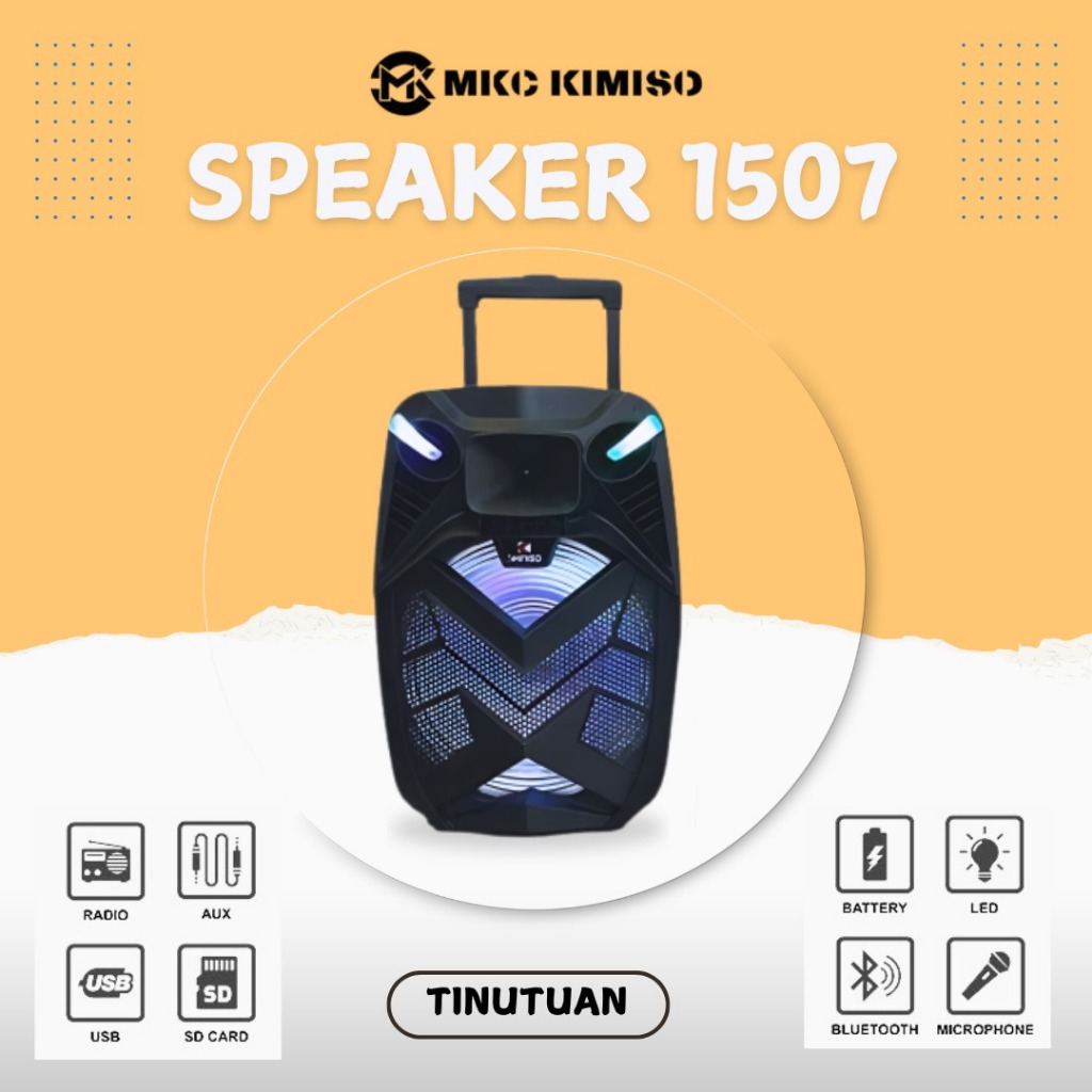 MKC KIMISO QS-1507 SPEAKER BLUETOOTH FREE MIC 15 INCH XTRA BASS