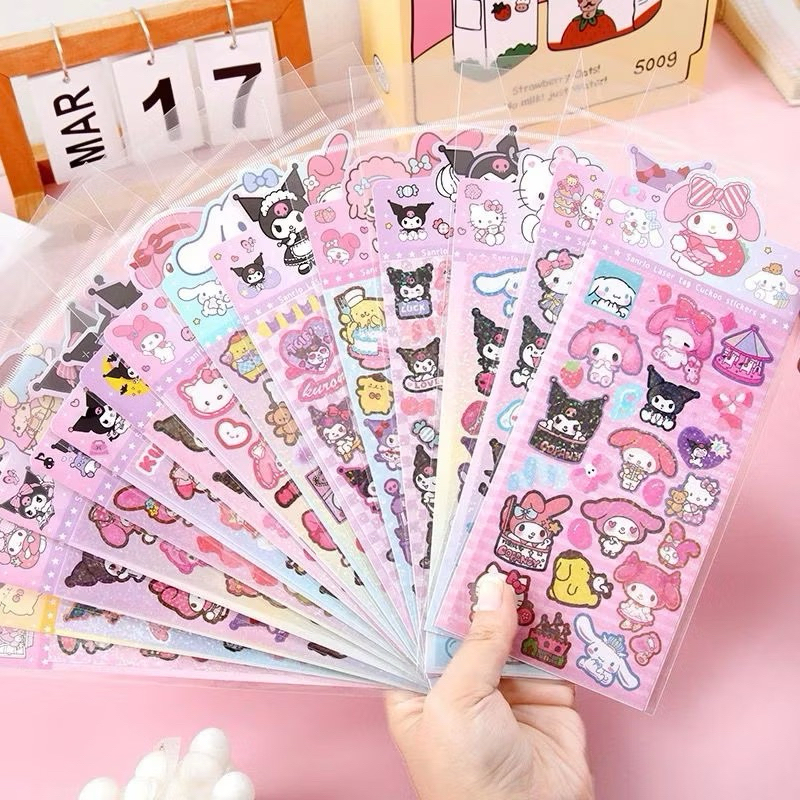 

Stiker sanrio hologram motif Kuromi / melody / Labubu / cinnamorol / Lotso / Stitch