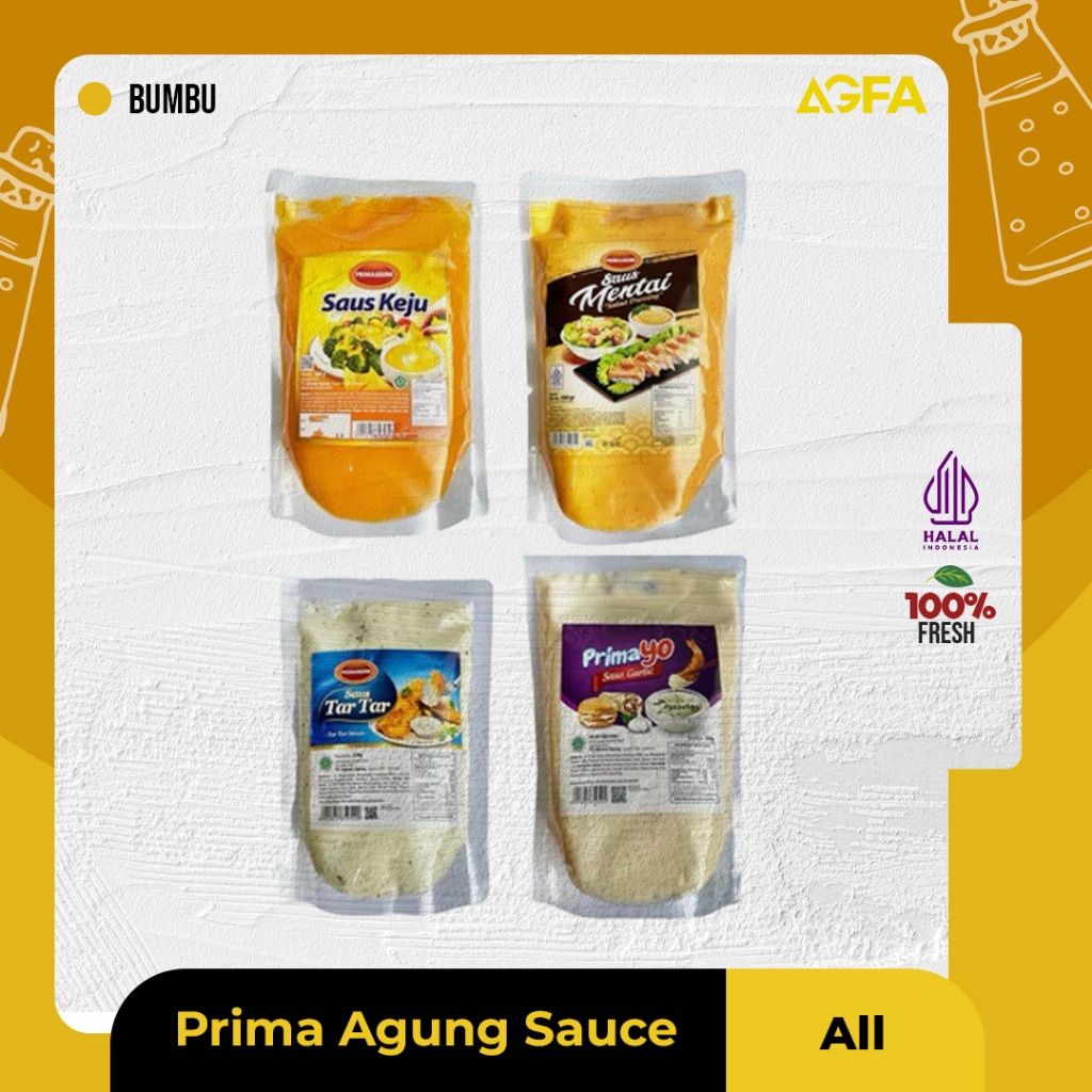 

Prima Agung Saus Mentai / Saus Keju / Saus Tar Tar / Garlic Mayo / Carbonara