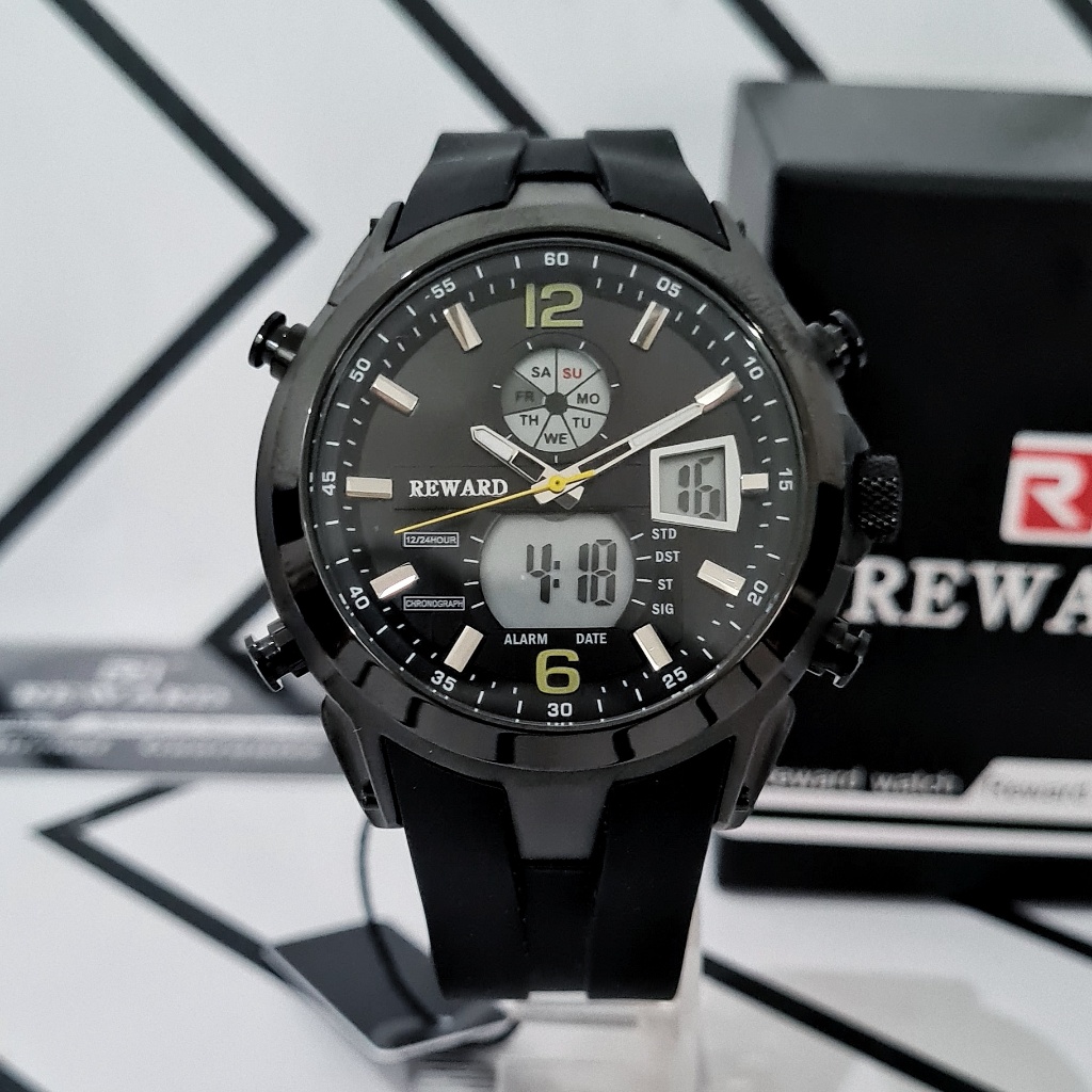 REWARD Adventure Jam Tangan Pria Original Quartz Movement  Analog-Digital Hitam Anti Air