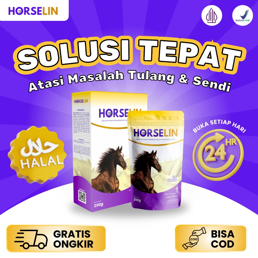 

HORSELIN Paket 1 Box Susu Kuda Premium Asli Sumbawa Atasi Nyeri Sendi Tulang Original 200gr