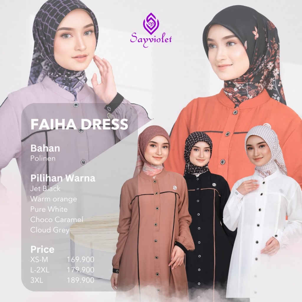 Gamis Faiha By Sayviolet - Gamis Bahan Linen - Gamis Wanita Simple