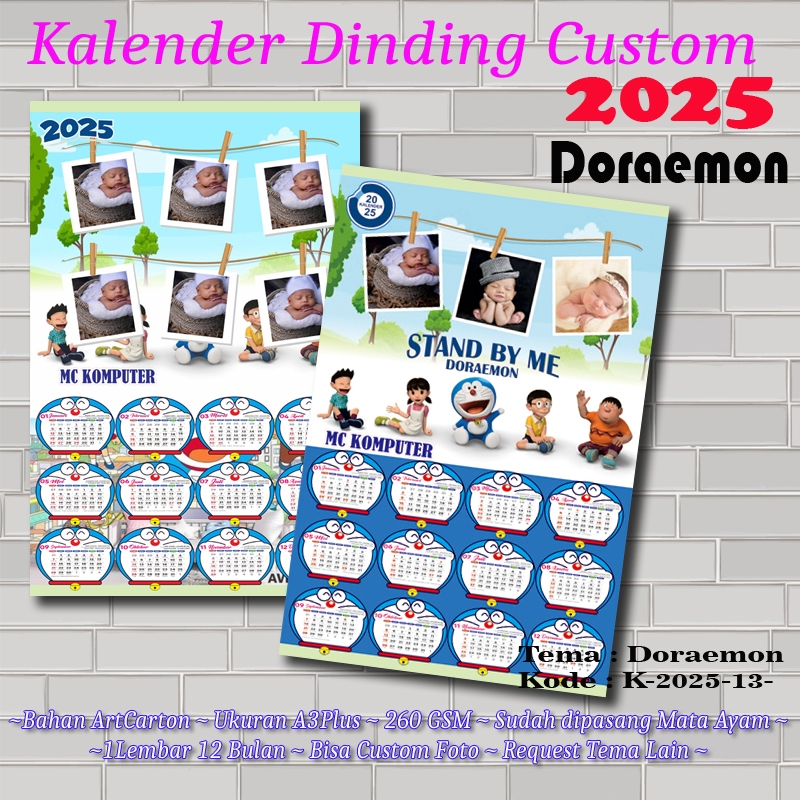 

Kalender Custom Foto 2025 - Kalender Dinding 2025 - Doraemon