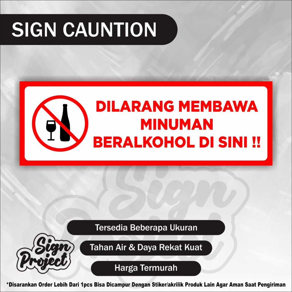 Stiker Dilarang Membawa Minuman beralkohol / Stiker Dilarang Membawa Minuman alkohol / Dilarang alko